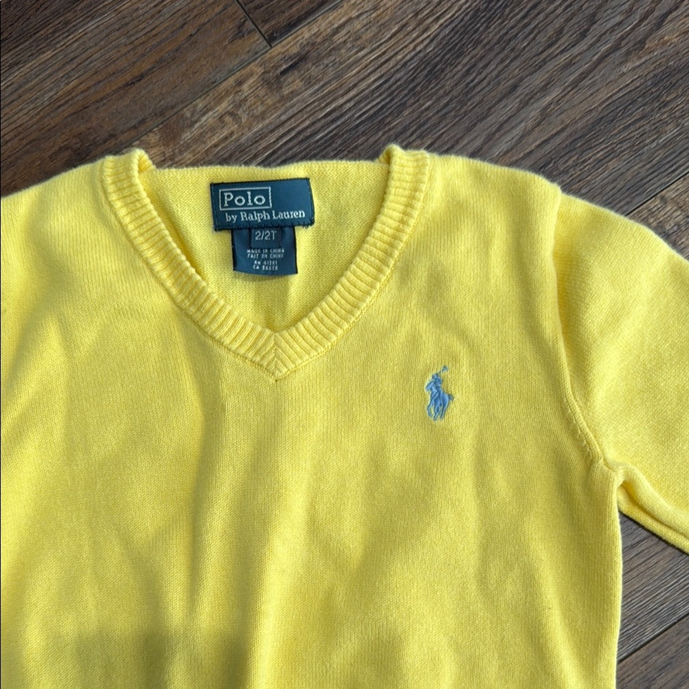 Polo by Ralph Lauren Yellow V-Neck Sweater. Size 2T - Picture 2 of 5